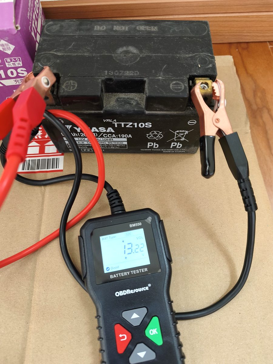 充電後バッテリー電圧 13.22V Good