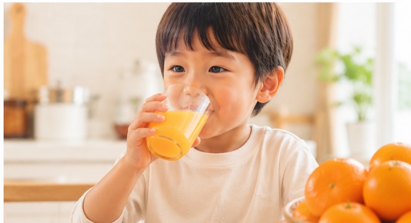 自家製ジュースを飲む子ども