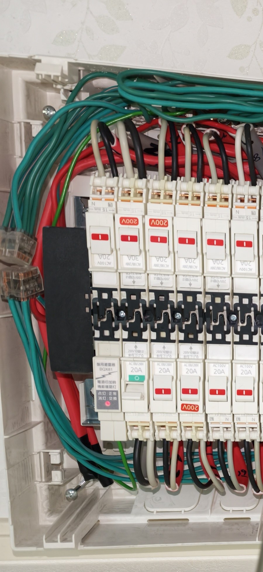 パナソニック コンパクト21の分電盤に取り付けた盤用避雷器BQX81