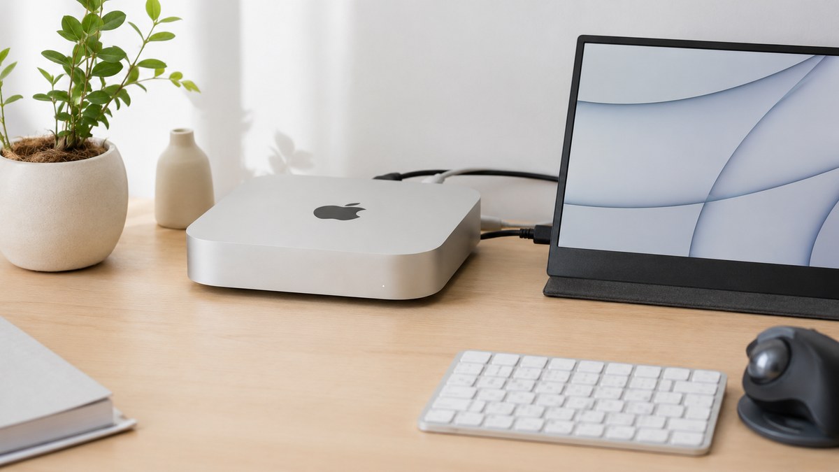Apple整備済製品のMac mini M4と周辺機器（モバイルモニター・キーボード・トラックボール）