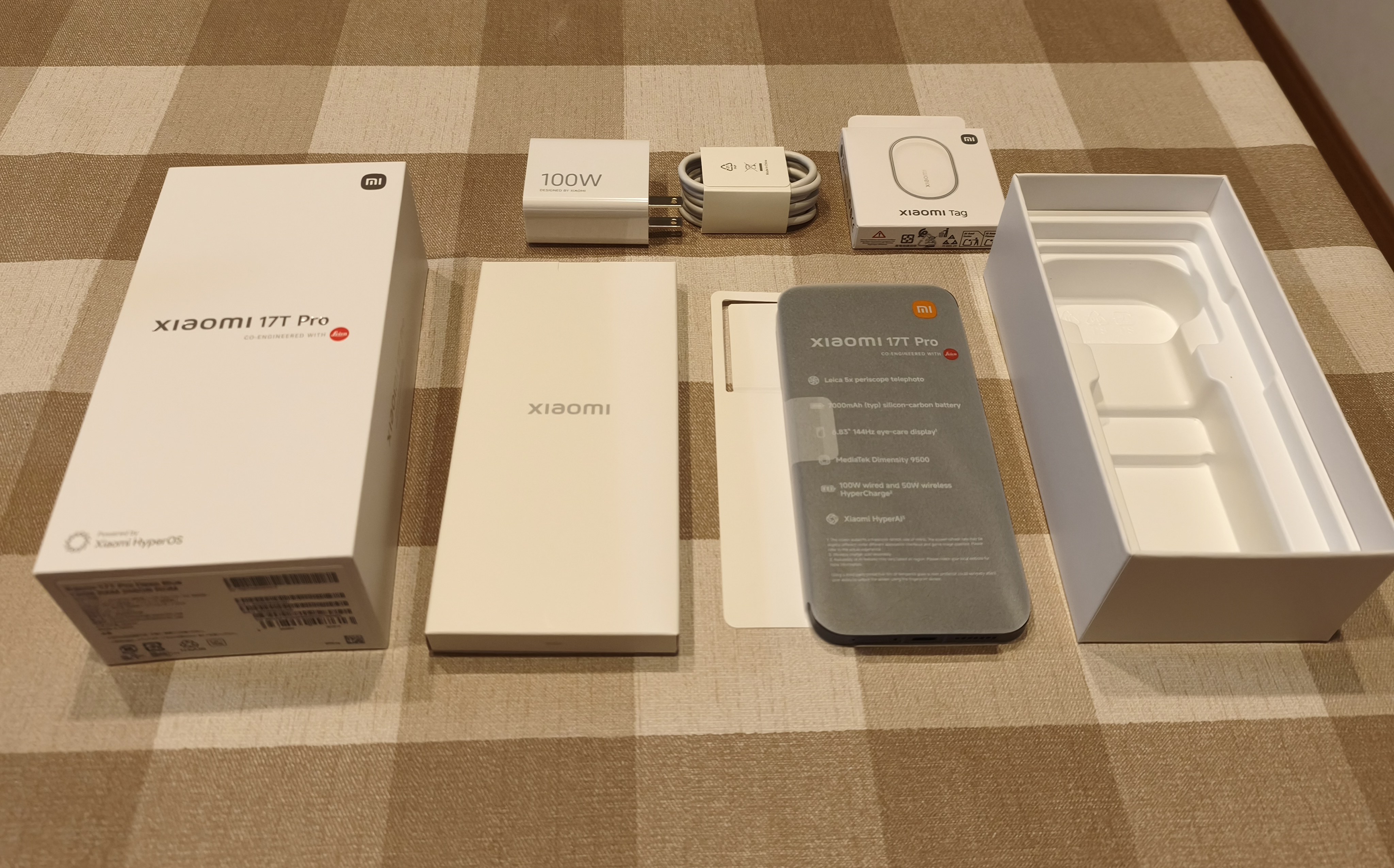 Xiaomi 17T Pro 同梱品 付属品 一覧 100W充電器 USB-Cケーブル Xiaomi Tag