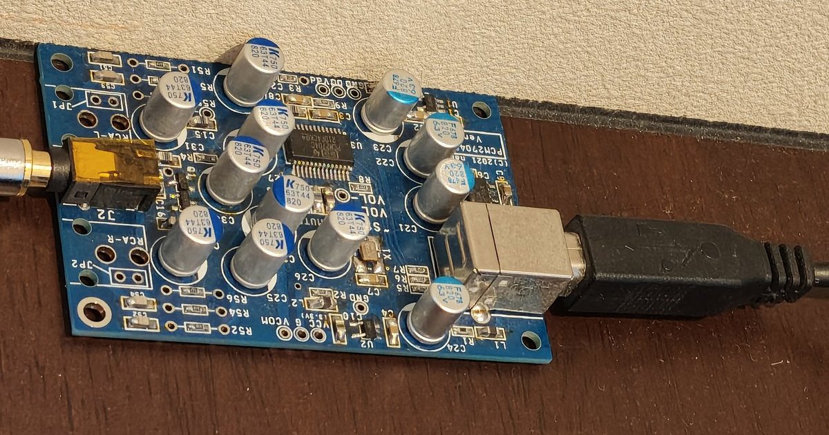 組み立て済みのPCM2704 DAC Ver2の基板
